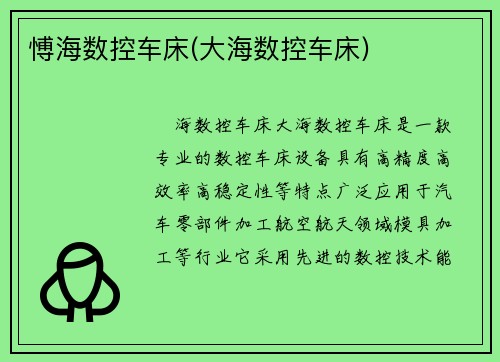 愽海数控车床(大海数控车床)